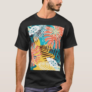 Colourful tropical jungle leaves pattern. T-Shirt
