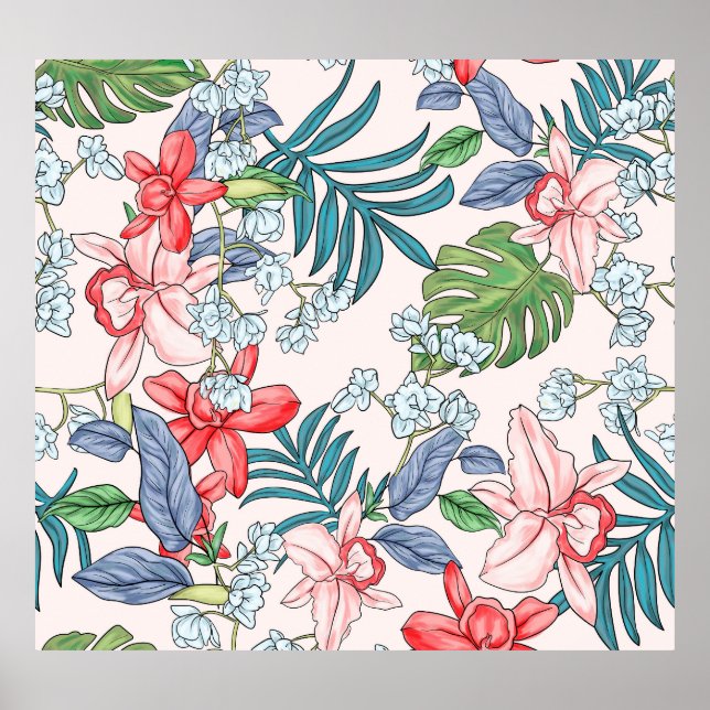 Colourful Tropical Jungle Seamless Print (Front)