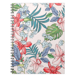 Colourful Tropical Jungle Seamless Print Notebook