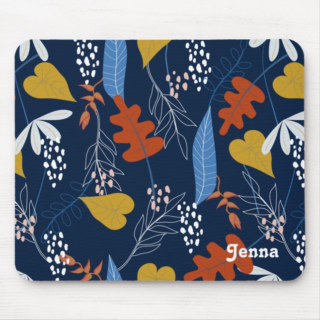Colourful tropical leaves and flowers pattern mouse mat (Front)