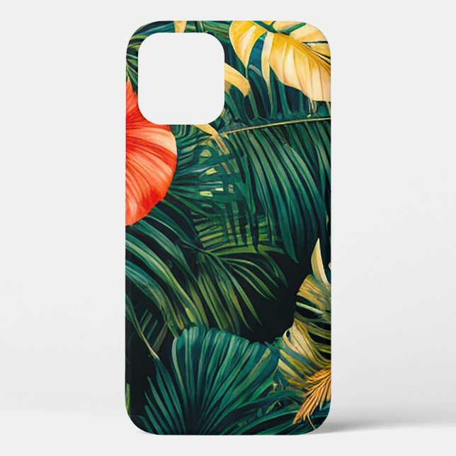 Colourful Tropical Leaves and Hibiscus Flowers | Case-Mate iPhone Case (Back)