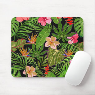 Colourful Tropical Leaves and Hibiscus Flowers   Mouse Mat