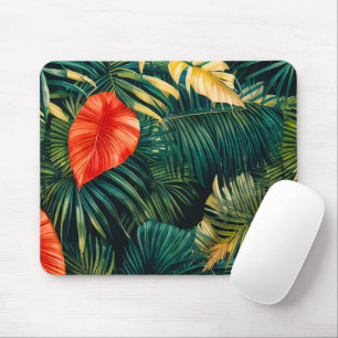 Colourful Tropical Leaves and Hibiscus Flowers   Mouse Mat