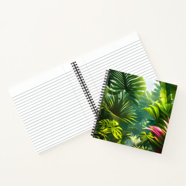 Colourful Tropical Leaves and Hibiscus Flowers | Notebook (Inside)