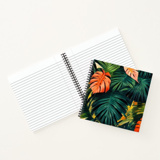 Colourful Tropical Leaves and Hibiscus Flowers | Notebook (Inside)