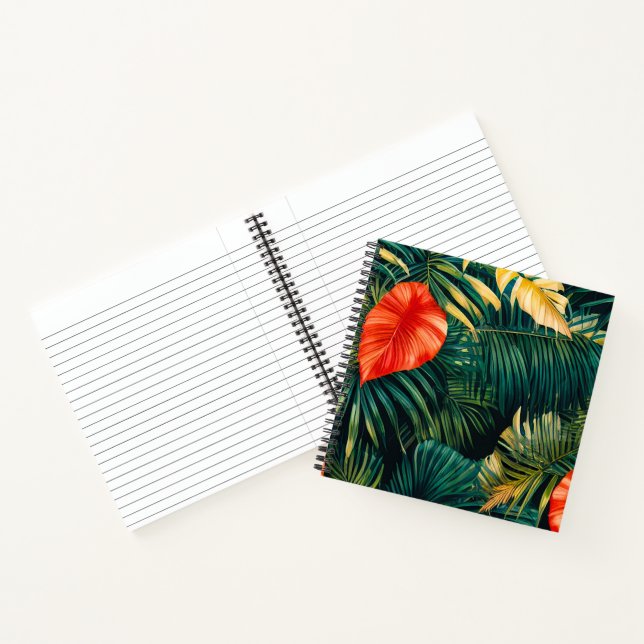 Colourful Tropical Leaves and Hibiscus Flowers | Notebook (Inside)