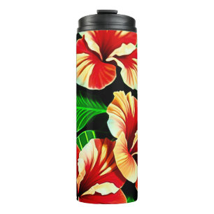 Colourful Tropical Leaves and Hibiscus Flowers   Thermal Tumbler