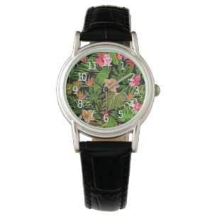 Colourful Tropical Leaves and Hibiscus Flowers   Watch