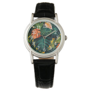 Colourful Tropical Leaves and Hibiscus Flowers   Watch