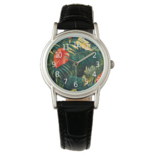 Colourful Tropical Leaves and Hibiscus Flowers   Watch