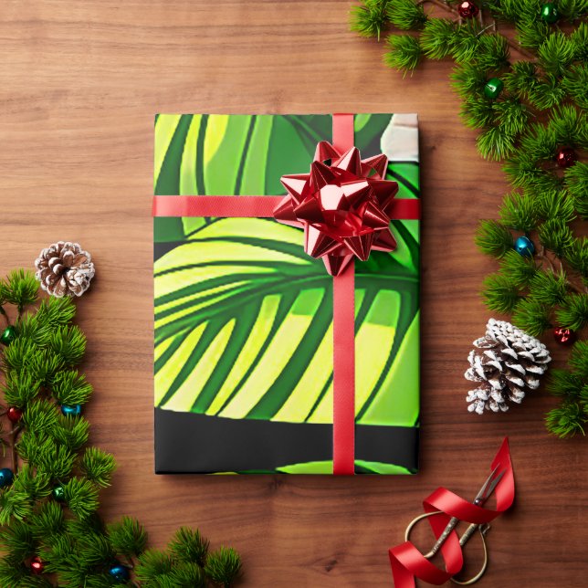 Colourful Tropical Leaves and Hibiscus Flowers | Wrapping Paper (Holiday Gift)
