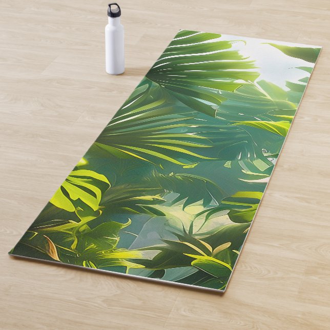 Colourful Tropical Leaves and Hibiscus Flowers | Yoga Mat (In Situ)