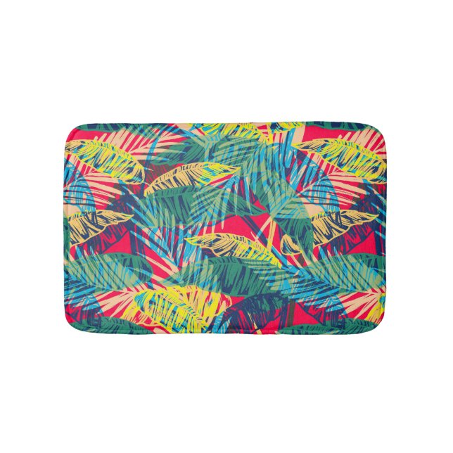 Colourful Tropical Leaves Bath Mat (Front)
