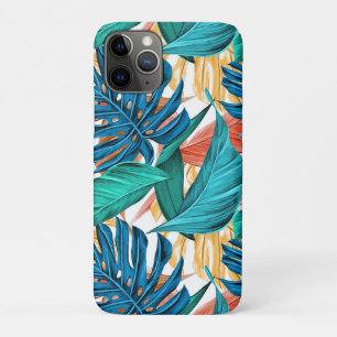Colourful tropical leaves, exotic pattern design, iPhone 11 pro case