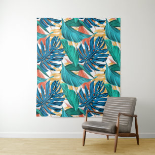 Colourful tropical leaves, exotic pattern design, tapestry