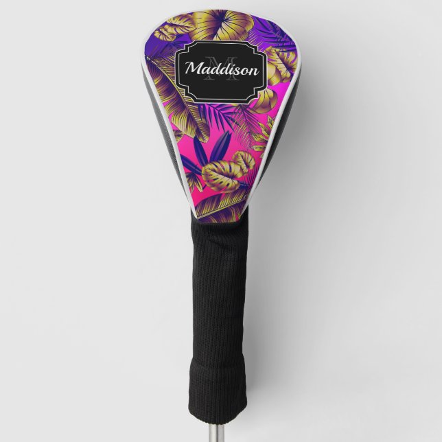 Colourful Tropical Leaves Golf Head Cover (Front)