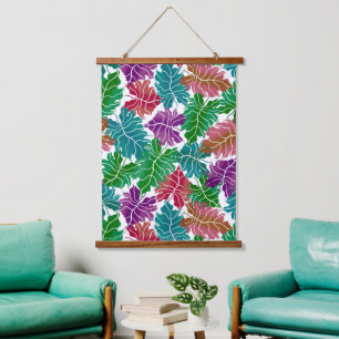 Colourful tropical leaves hanging tapestry