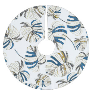 Colourful tropical leaves, modern pattern. brushed polyester tree skirt
