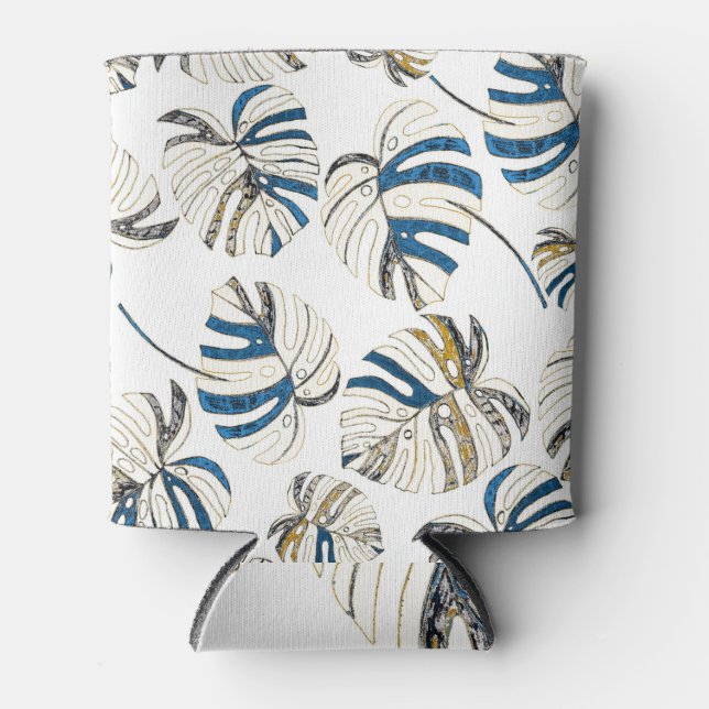 Colourful tropical leaves, modern pattern. can cooler (Front)