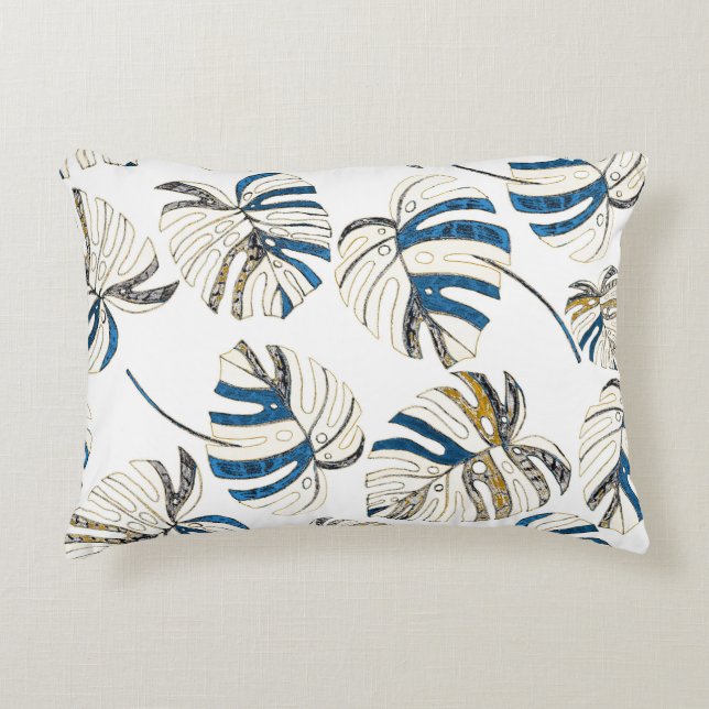 Colourful tropical leaves, modern pattern. decorative cushion (Front)
