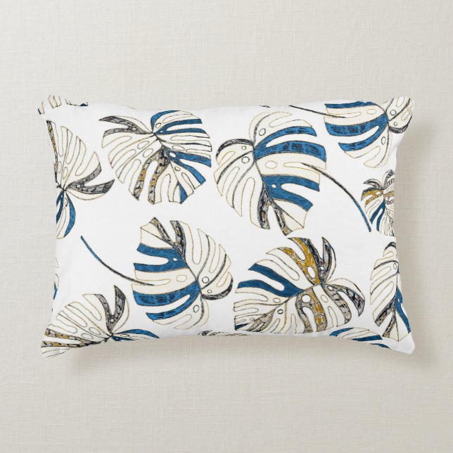 Colourful tropical leaves, modern pattern. decorative cushion (Front)