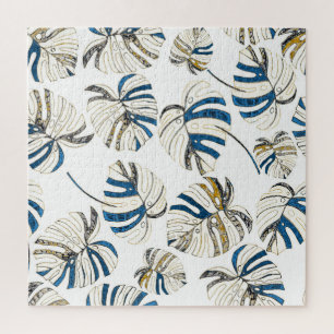 Colourful tropical leaves, modern pattern. jigsaw puzzle