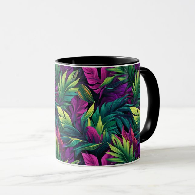 Colourful Tropical Leaves  Mug (Front Right)