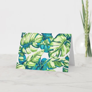 Colourful Tropical Leaves Of Banana and Monstera Card