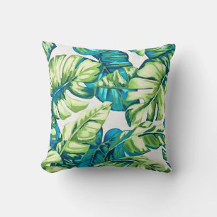 Colourful Tropical Leaves Of Banana and Monstera Cushion