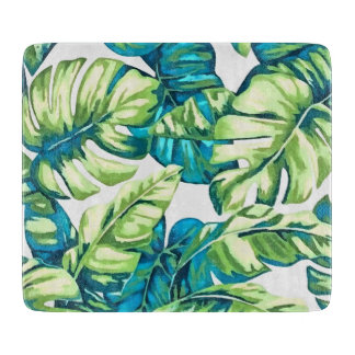 Colourful Tropical Leaves Of Banana and Monstera Cutting Board