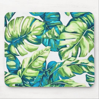 Colourful Tropical Leaves Of Banana and Monstera Mouse Mat