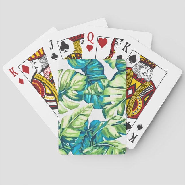 Colourful Tropical Leaves Of Banana and Monstera Playing Cards (Back)