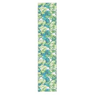 Colourful Tropical Leaves Of Banana and Monstera Short Table Runner