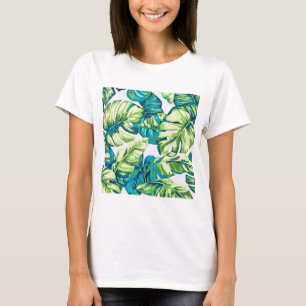 Colourful Tropical Leaves Of Banana and Monstera T-Shirt