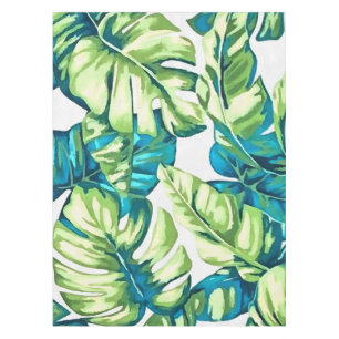 Colourful Tropical Leaves Of Banana and Monstera Tablecloth