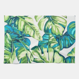 Colourful Tropical Leaves Of Banana and Monstera Tea Towel