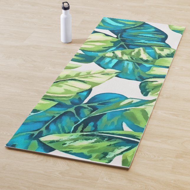 Colourful Tropical Leaves Of Banana and Monstera Yoga Mat (In Situ)