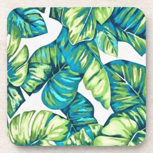 Colourful Tropical Leaves Of  Monstera and Banana Coaster