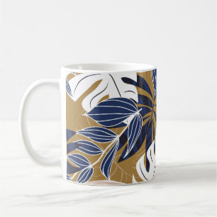 Colourful Tropical Leaves Orange Background Coffee Mug