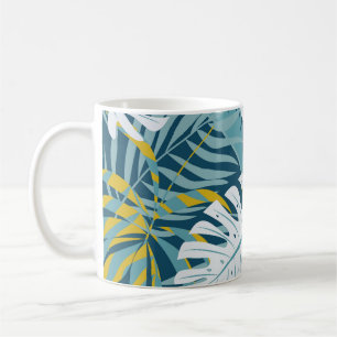 Colourful tropical leaves, original abstract patte coffee mug
