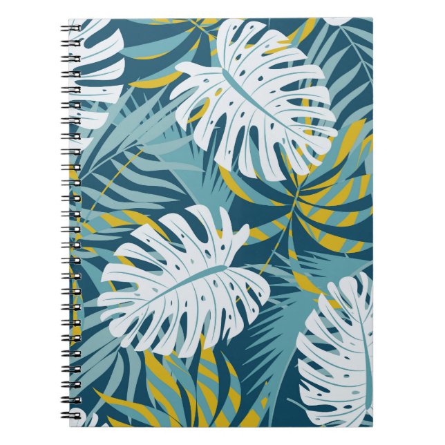 Colourful tropical leaves, original abstract patte notebook (Front)
