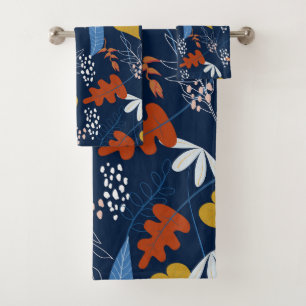 Colourful tropical leaves pattern bath towel set
