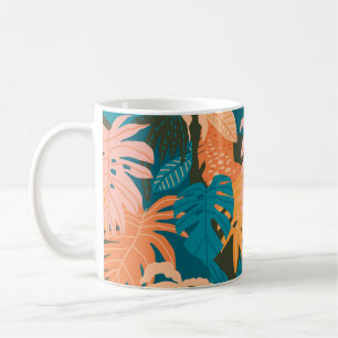 Colourful tropical leaves pattern coffee mug