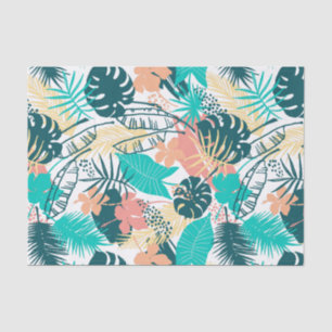 Colourful tropical leaves pattern collage tissue paper