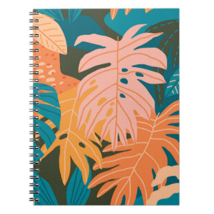 Colourful tropical leaves pattern notebook