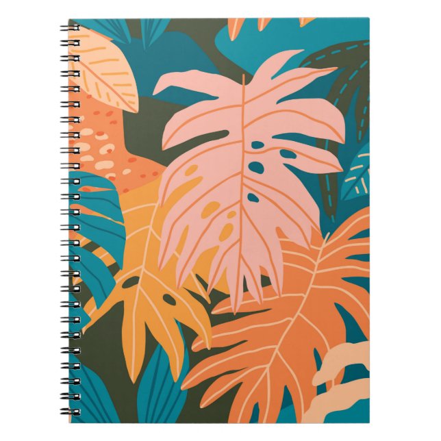 Colourful tropical leaves pattern notebook (Front)