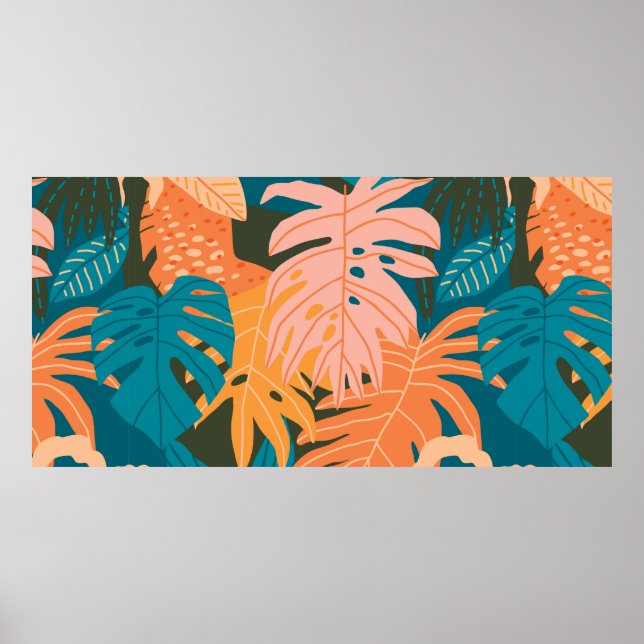 Colourful tropical leaves pattern poster (Front)