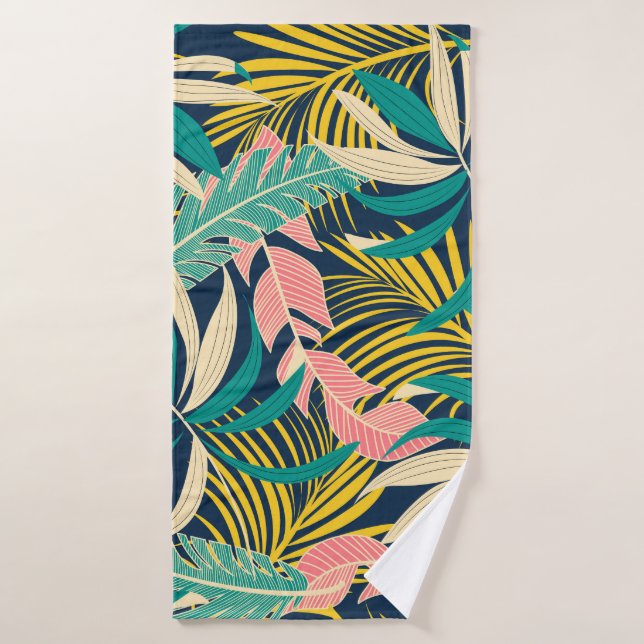 Colourful tropical leaves: summer pattern. bath towel (Bath Towel)
