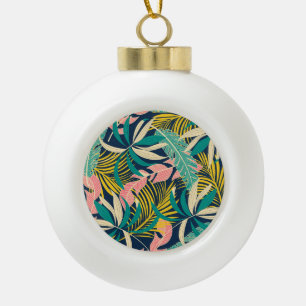 Colourful tropical leaves: summer pattern. ceramic ball christmas ornament