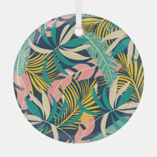 Colourful tropical leaves: summer pattern. glass tree decoration
